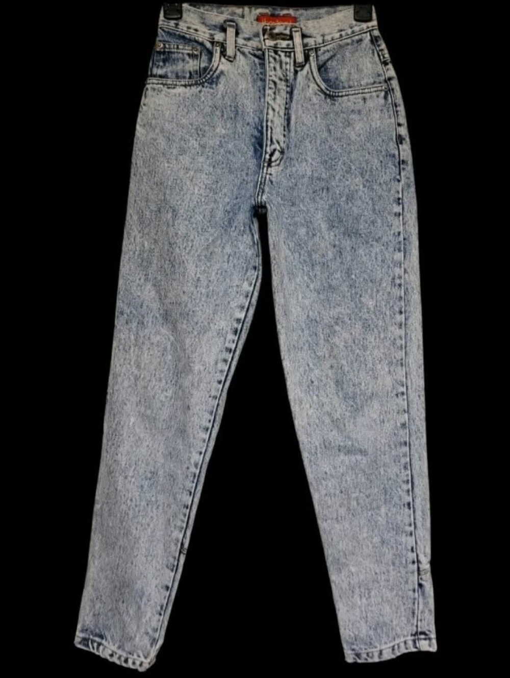 Vintage 80s Bonjour Zipper Ankle Acid Wash High Rise Taper Womens Jeans 24x27